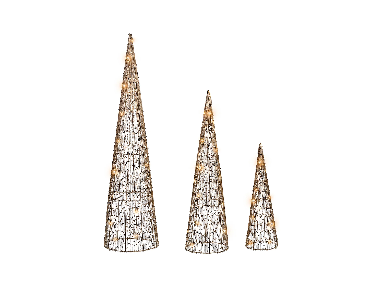 Lot de 3 décorations de Noël LED VEJLESO Arbre de Noël 40/60/80 cm Doré