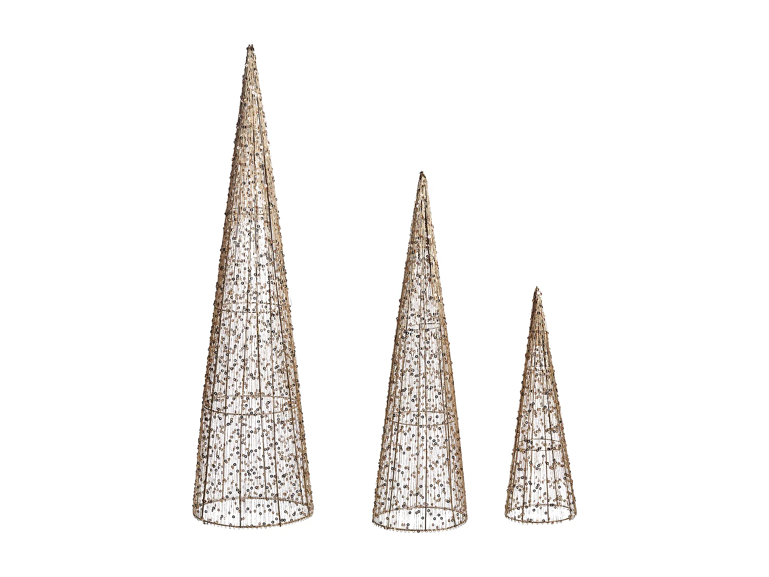 Lot de 3 décorations de Noël LED VEJLESO Arbre de Noël 40/60/80 cm Doré
