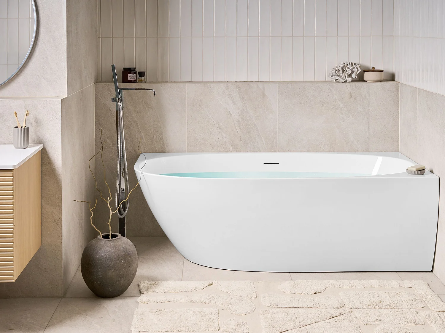 Baignoire d'angle PARNAIBA Côté droite 170 x 80 cm Blanc