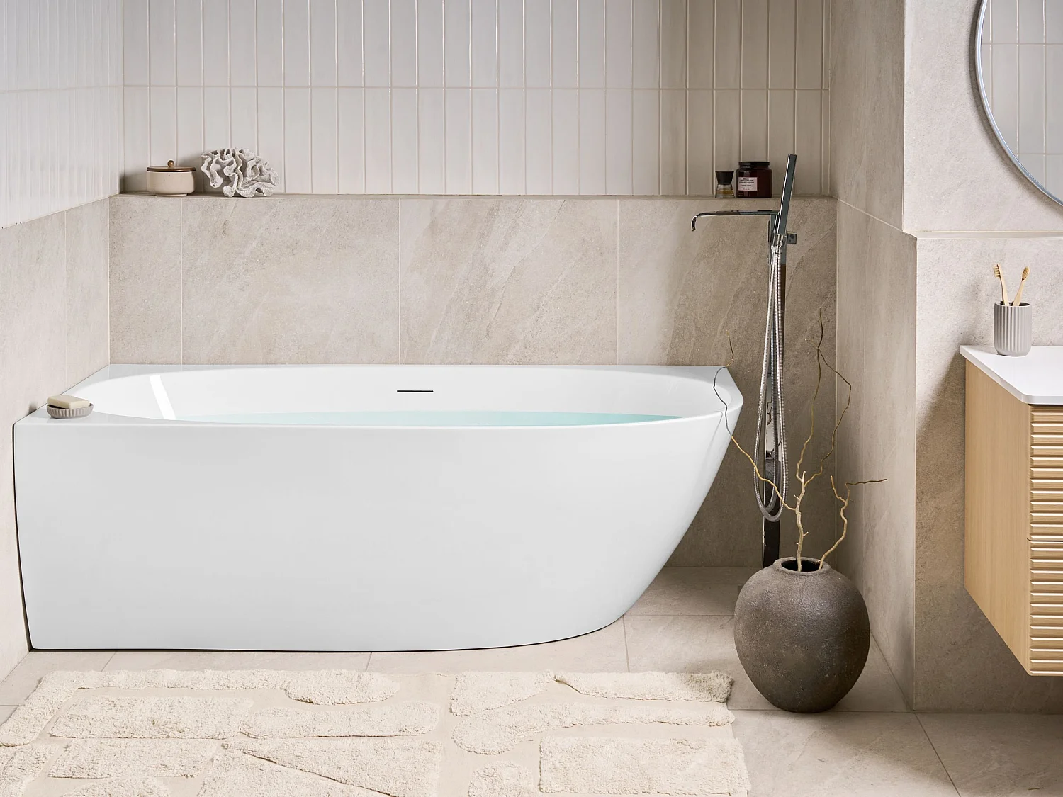 Baignoire d'angle PARNAIBA Côté droit 170 x 80 cm Blanc