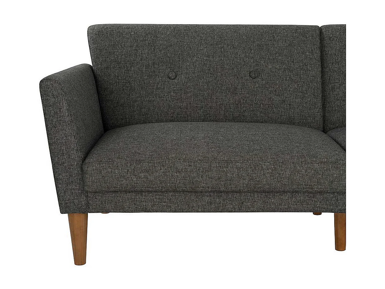 Graues Schlaf Klappsofa mit Vierfußgestell aus Holz 204 cm breit