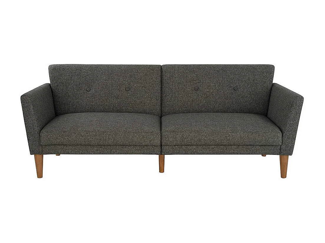 Graues Schlaf Klappsofa mit Vierfußgestell aus Holz 204 cm breit
