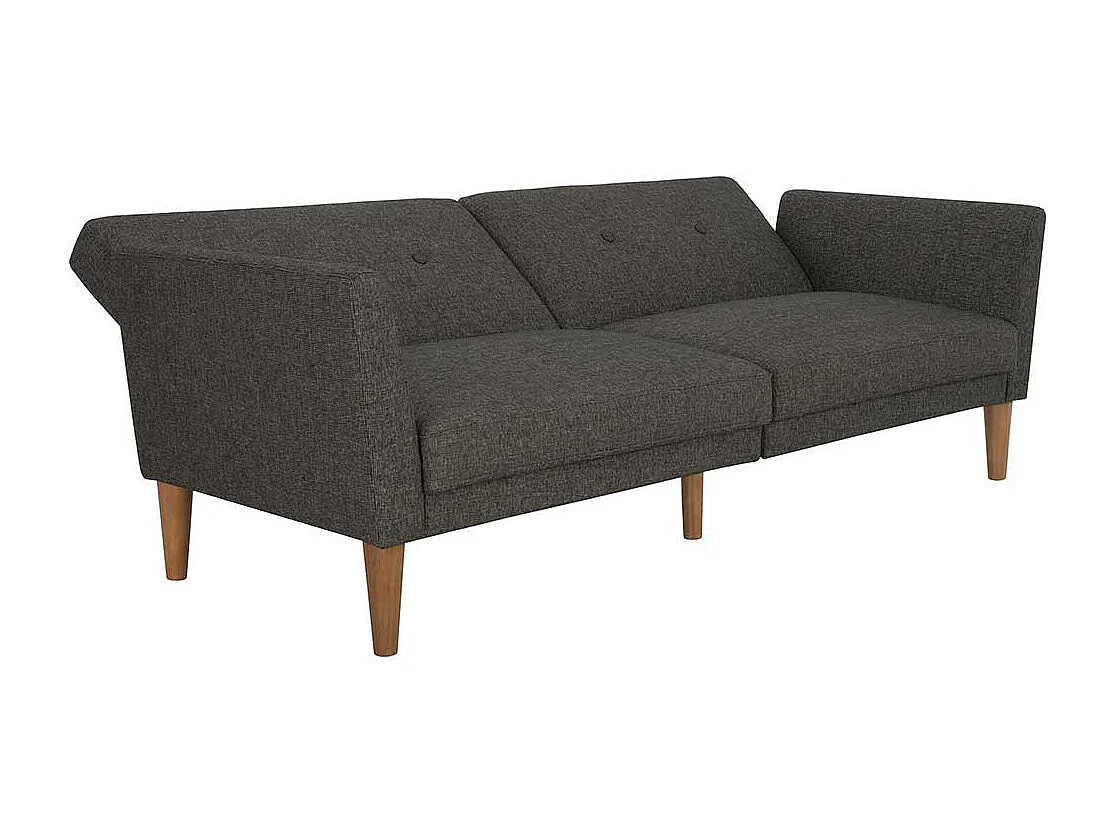 Graues Schlaf Klappsofa mit Vierfußgestell aus Holz 204 cm breit