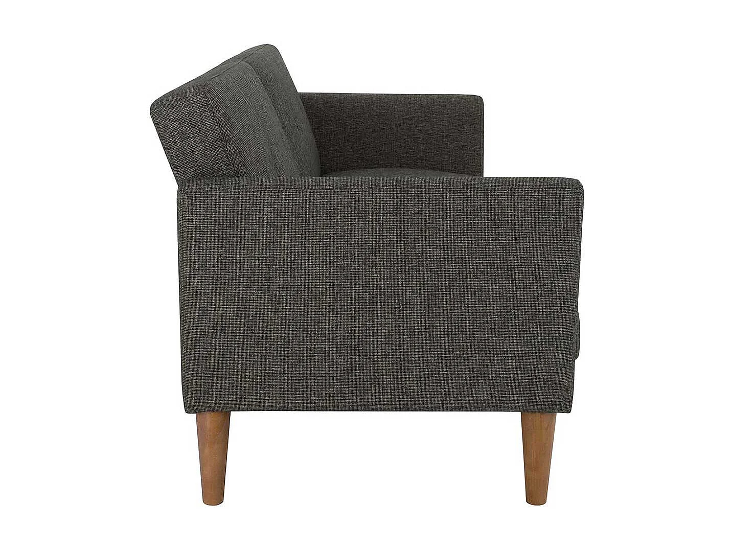 Graues Schlaf Klappsofa mit Vierfußgestell aus Holz 204 cm breit