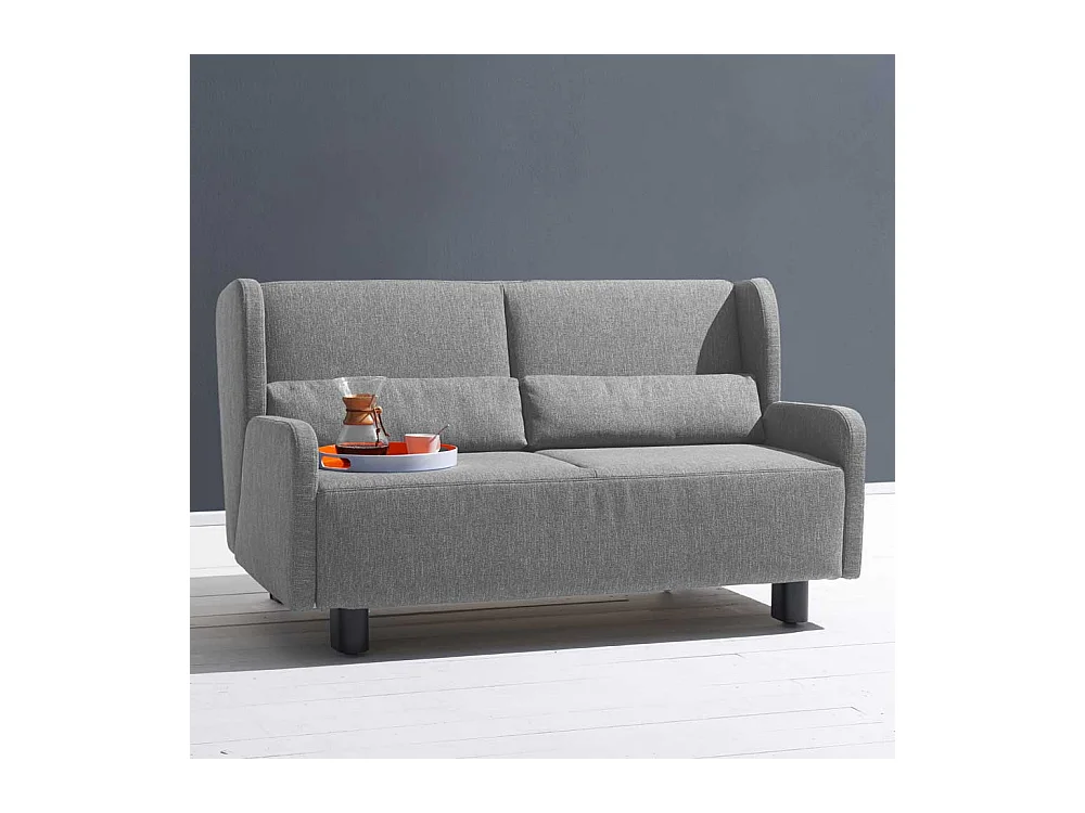 Zweier Sofa in Grau Webstoff Schlaffunktion