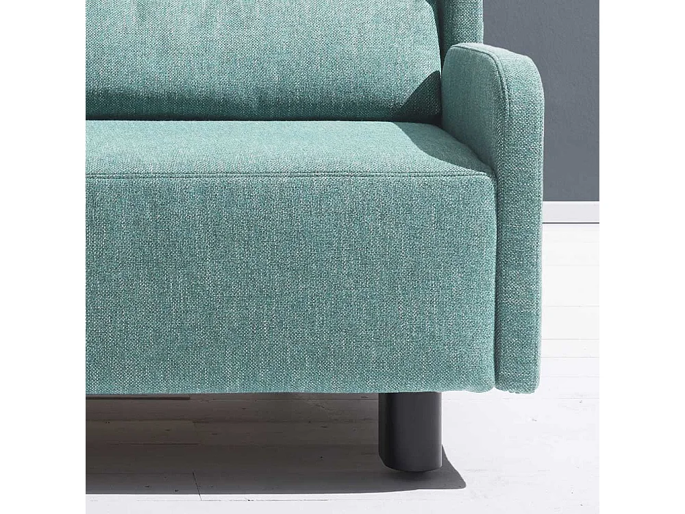 Schlafcouch in Petrol Webstoff modern