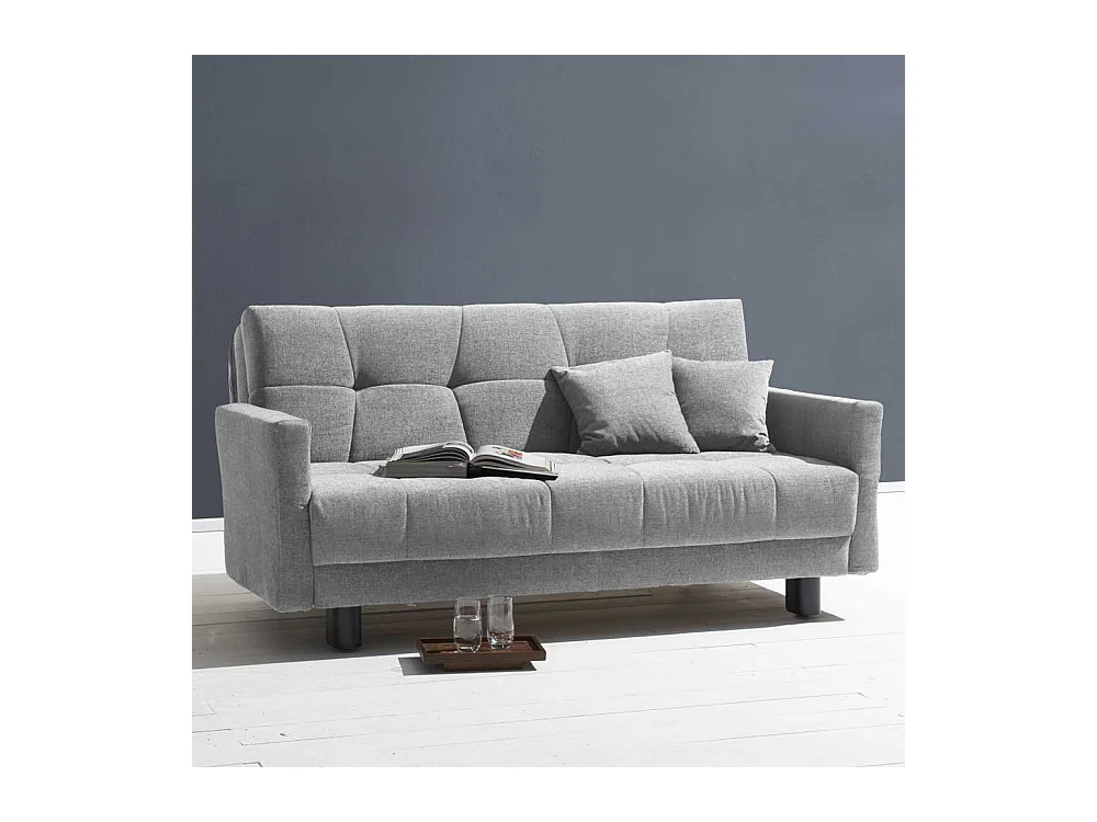 Schlafsofa in Grau Flachgewebe abklappbaren Arnlehnen