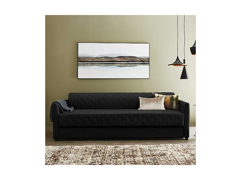 Doppelschlafsofa in Schwarz Taschenfederkern