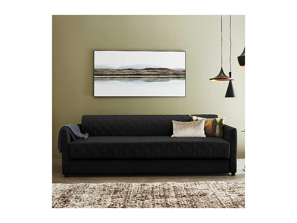 Doppelschlafsofa in Schwarz Taschenfederkern