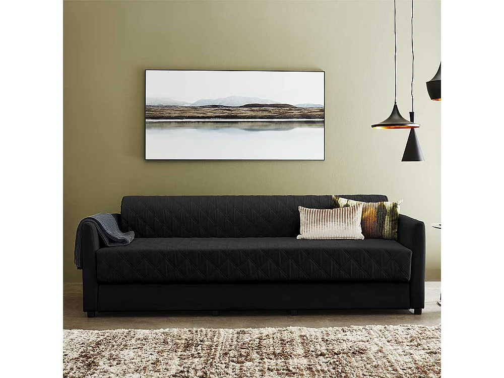 Doppelschlafsofa in Schwarz Taschenfederkern