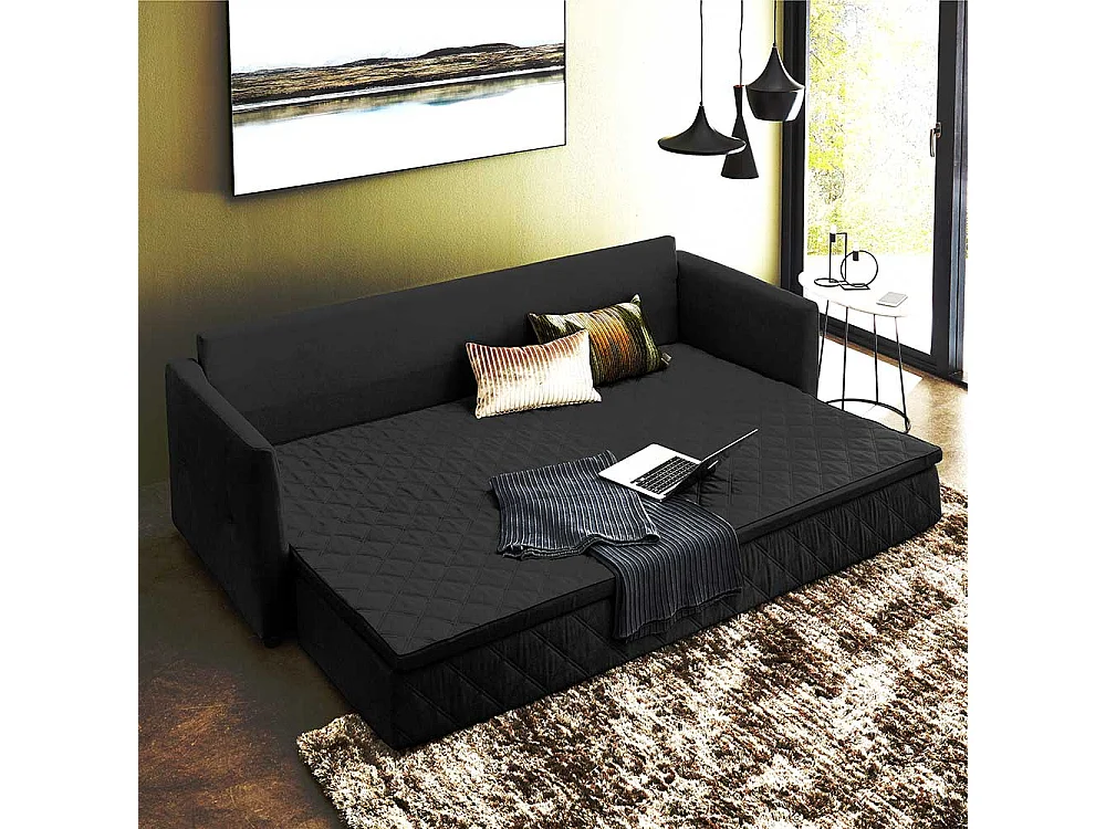 Doppelschlafsofa in Schwarz Taschenfederkern