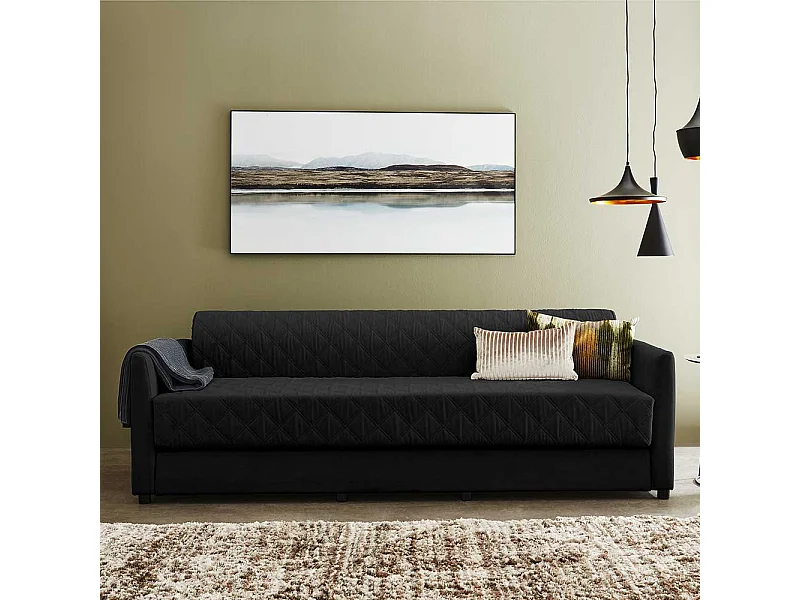 Doppelschlafsofa in Schwarz Taschenfederkern