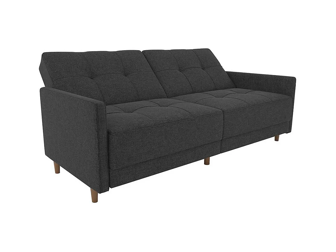 Dreisitzer Schlafsofa in Grau Stoff Rücken Klappmechanik