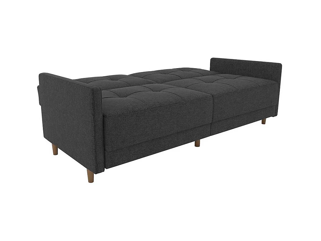 Dreisitzer Schlafsofa in Grau Stoff Rücken Klappmechanik