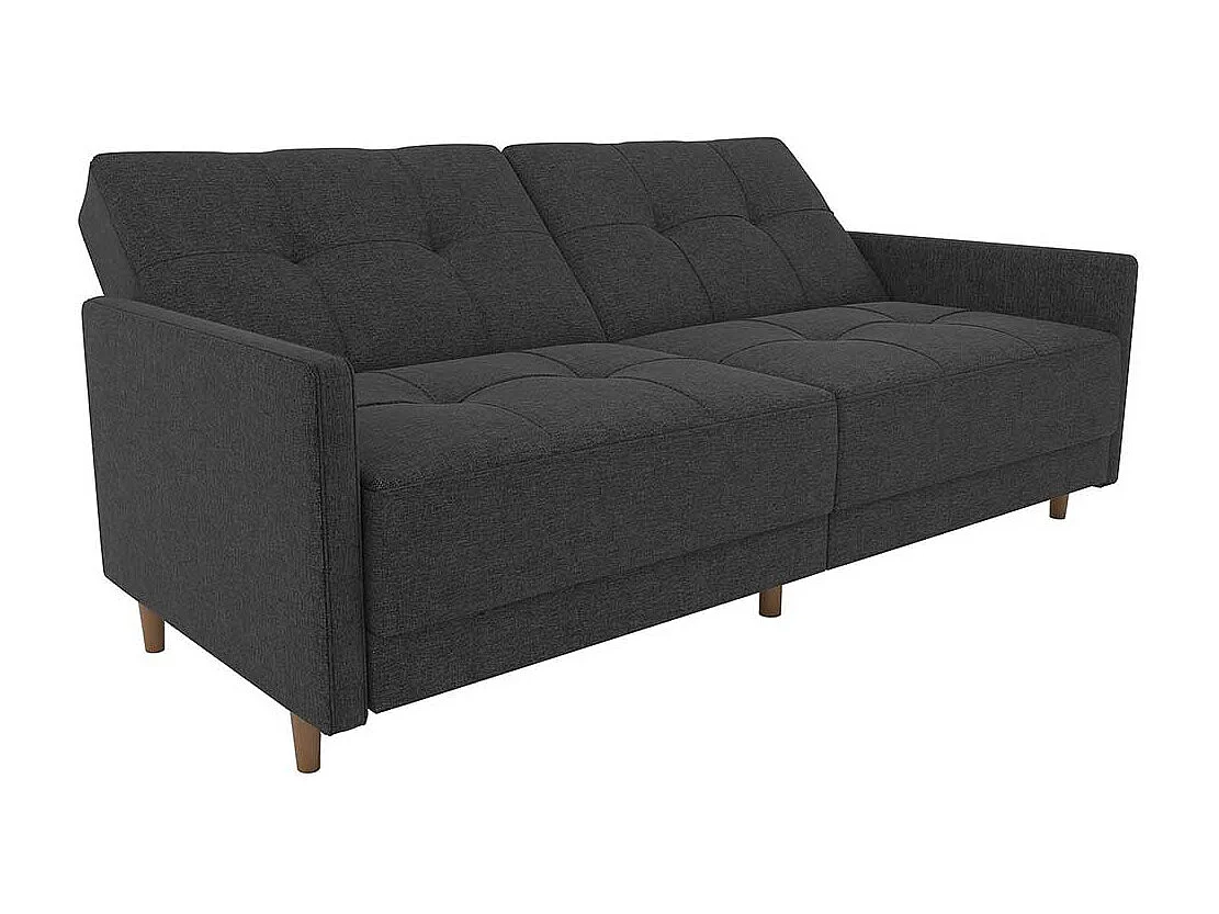 Dreisitzer Schlafsofa in Grau Stoff Rücken Klappmechanik