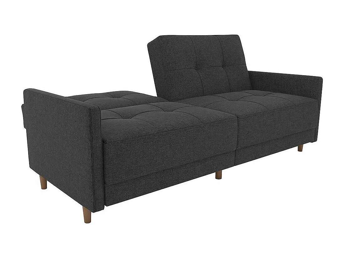 Dreisitzer Schlafsofa in Grau Stoff Rücken Klappmechanik