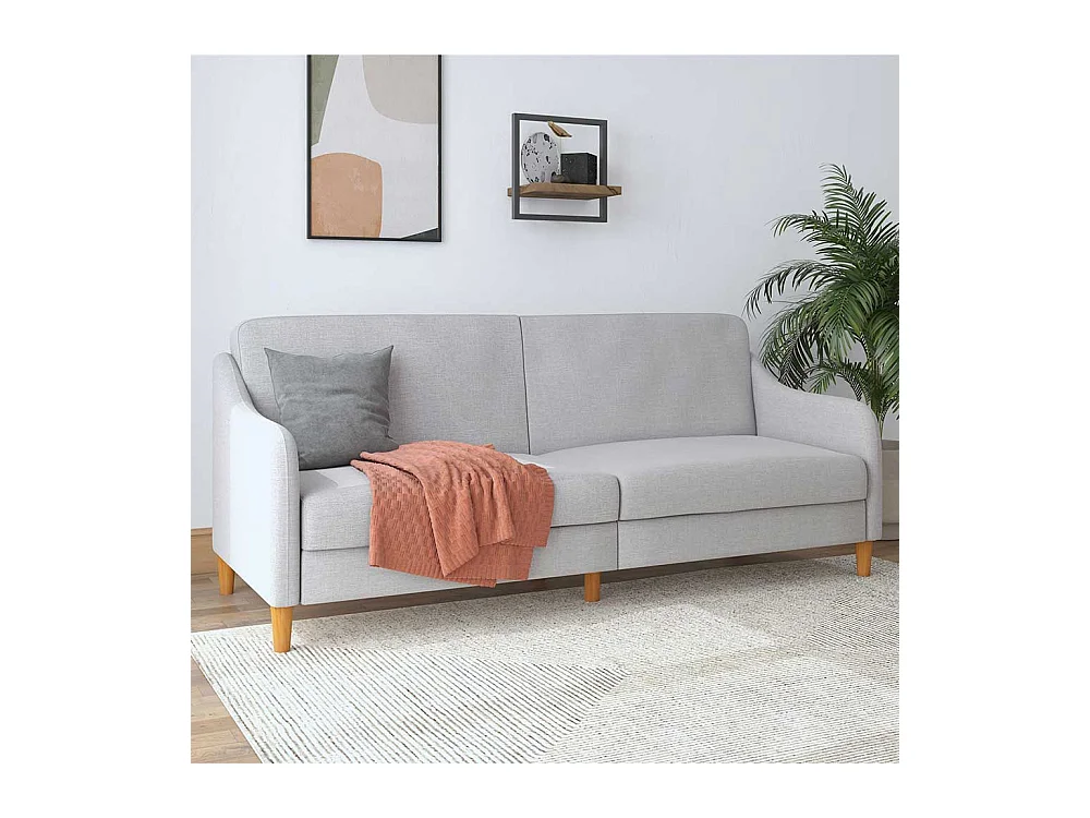 Hellgraue Schlafcouch in modernem Design Rücken Klappmechanik