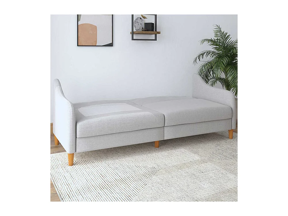 Hellgraue Schlafcouch in modernem Design Rücken Klappmechanik