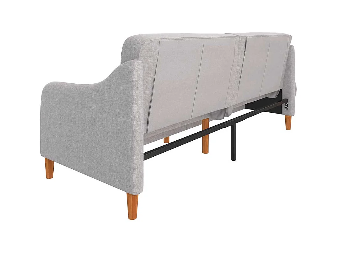 Hellgraue Schlafcouch in modernem Design Rücken Klappmechanik