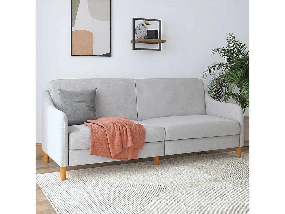 Hellgraue Schlafcouch in modernem Design Rücken Klappmechanik