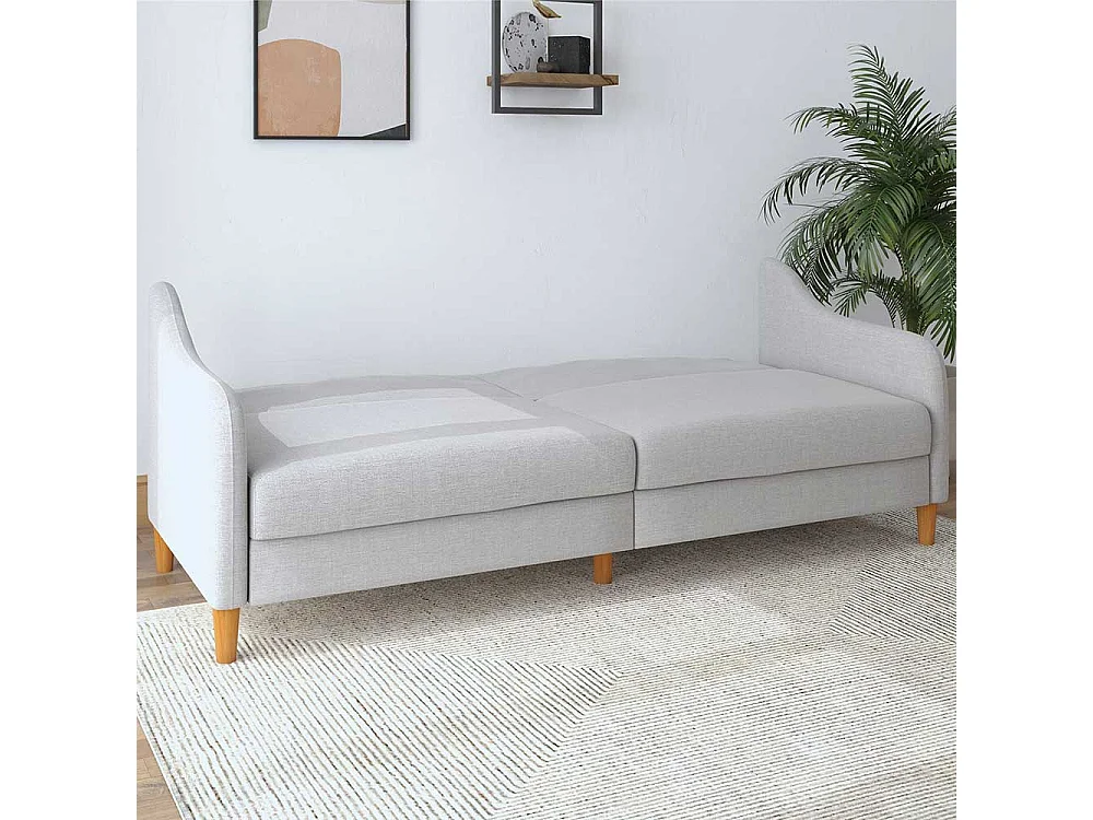 Hellgraue Schlafcouch in modernem Design Rücken Klappmechanik