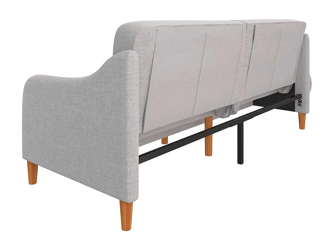 Hellgraue Schlafcouch in modernem Design Rücken Klappmechanik