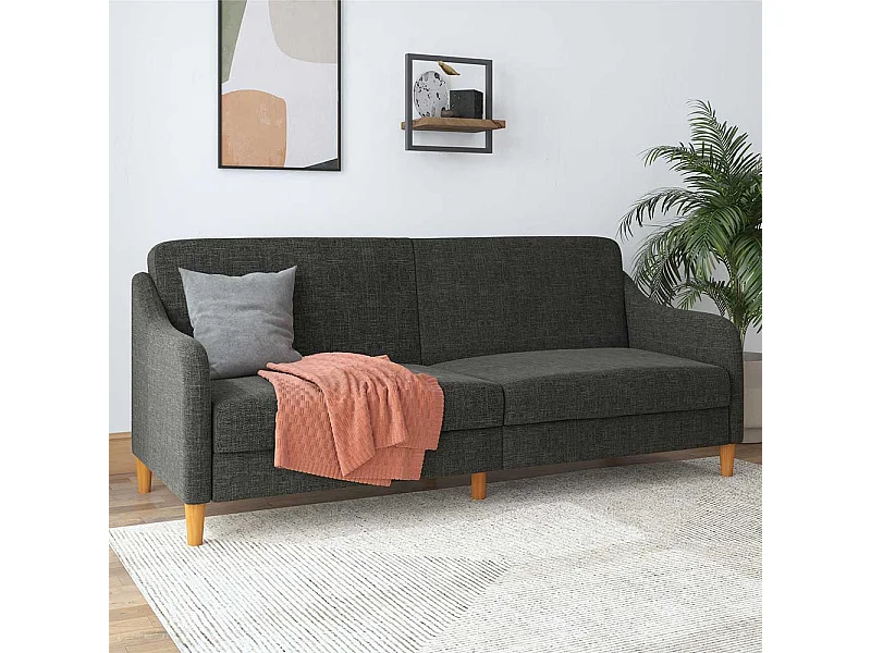 Schlafsofa mit Klappmechanik in Grau Webstoff 42 cm Sitzhöhe