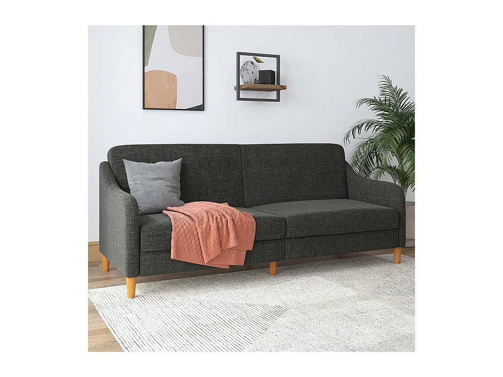 Schlafsofa mit Klappmechanik in Grau Webstoff 42 cm Sitzhöhe