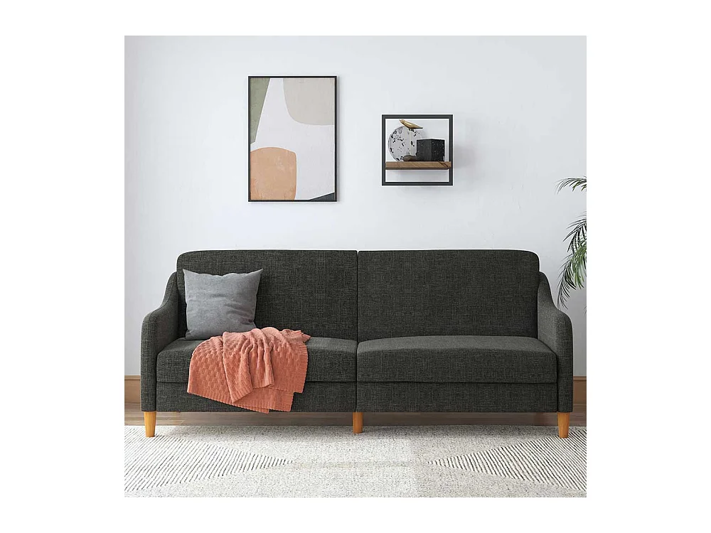 Schlafsofa mit Klappmechanik in Grau Webstoff 42 cm Sitzhöhe