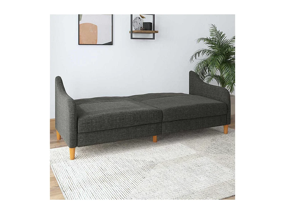 Schlafsofa mit Klappmechanik in Grau Webstoff 42 cm Sitzhöhe