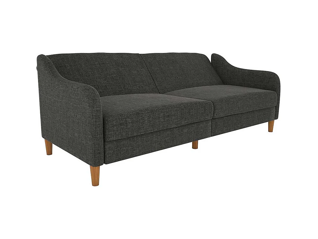 Schlafsofa mit Klappmechanik in Grau Webstoff 42 cm Sitzhöhe