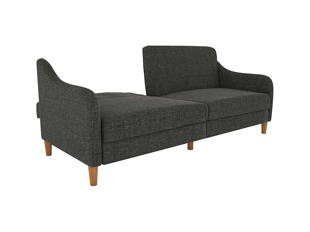 Schlafsofa mit Klappmechanik in Grau Webstoff 42 cm Sitzhöhe