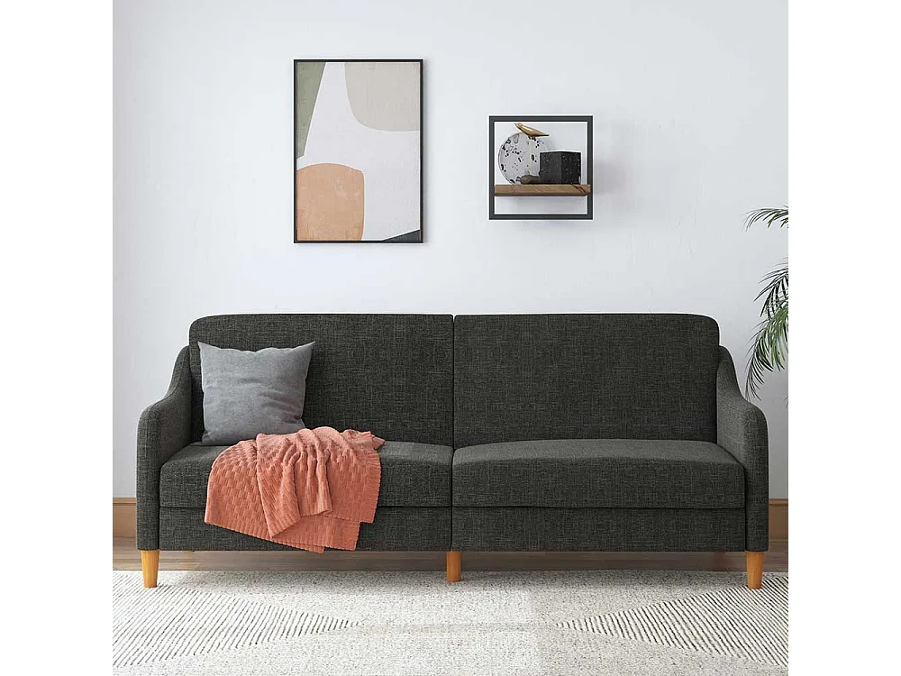 Schlafsofa mit Klappmechanik in Grau Webstoff 42 cm Sitzhöhe