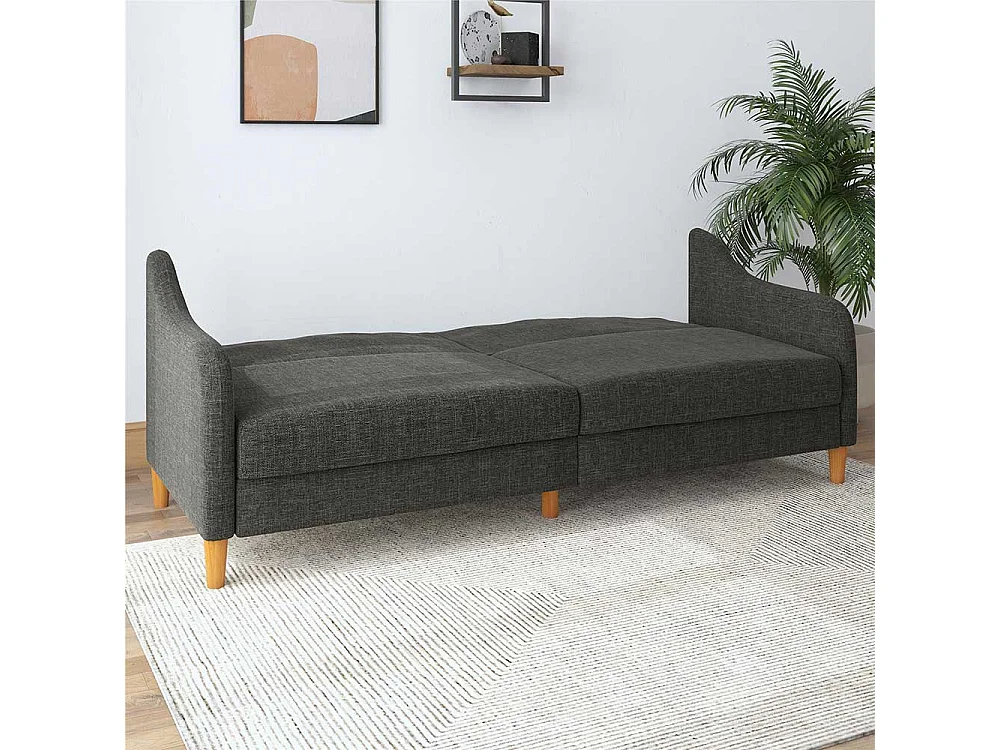 Schlafsofa mit Klappmechanik in Grau Webstoff 42 cm Sitzhöhe