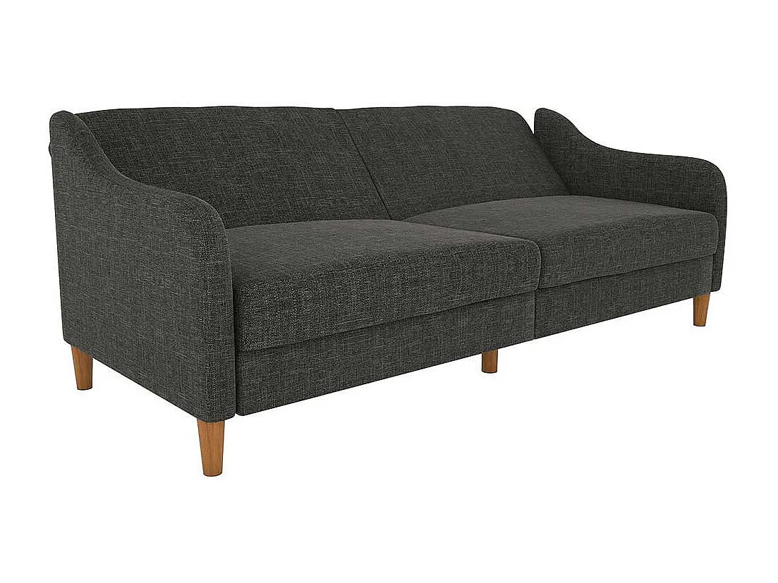 Schlafsofa mit Klappmechanik in Grau Webstoff 42 cm Sitzhöhe