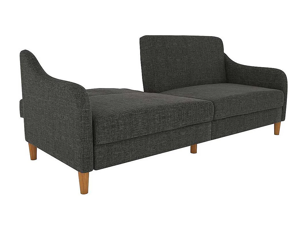 Schlafsofa mit Klappmechanik in Grau Webstoff 42 cm Sitzhöhe