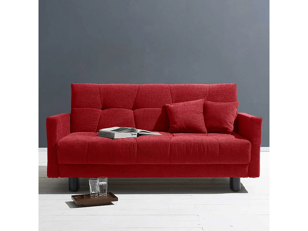 Bettsofa in Rot Flachgewebe verstellbaren Armlehnen