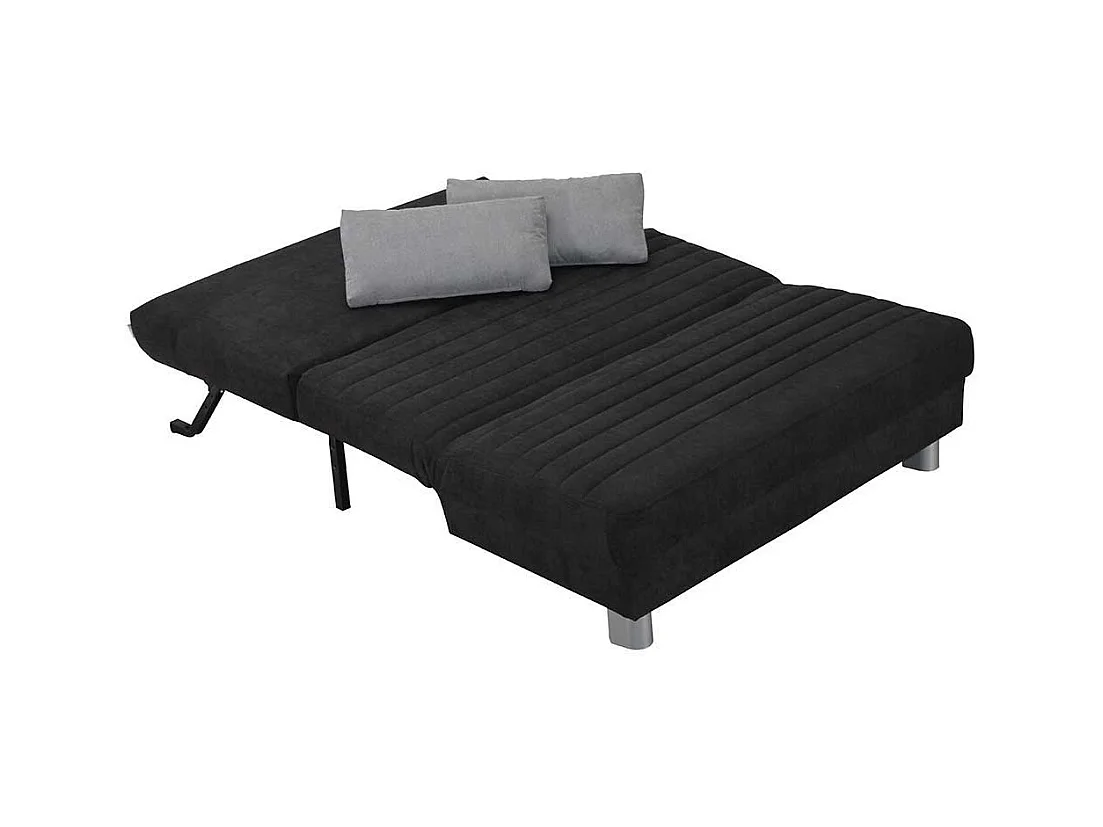 Schlafcouch in Schwarz Grau Stoff Metall