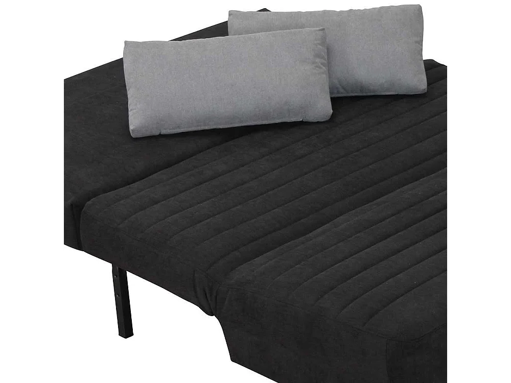 Schlafcouch in Schwarz Grau Stoff Metall