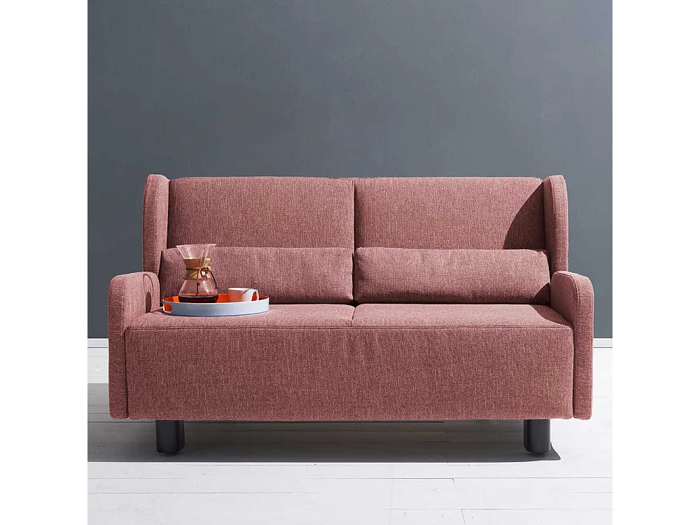 Klappcouch in Rosa Webstoff Made in Germany