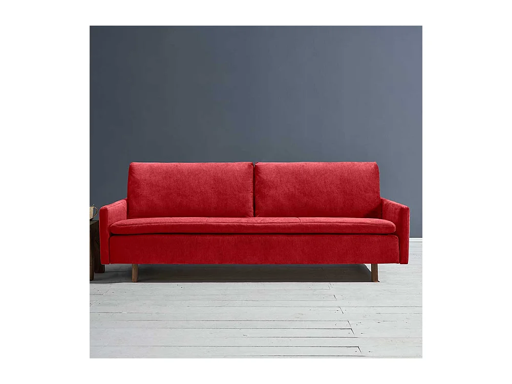 Ausklappbares Sofa rot mit Armlehnen Made in Germany