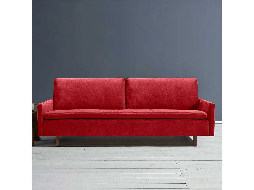 Ausklappbares Sofa rot mit Armlehnen Made in Germany