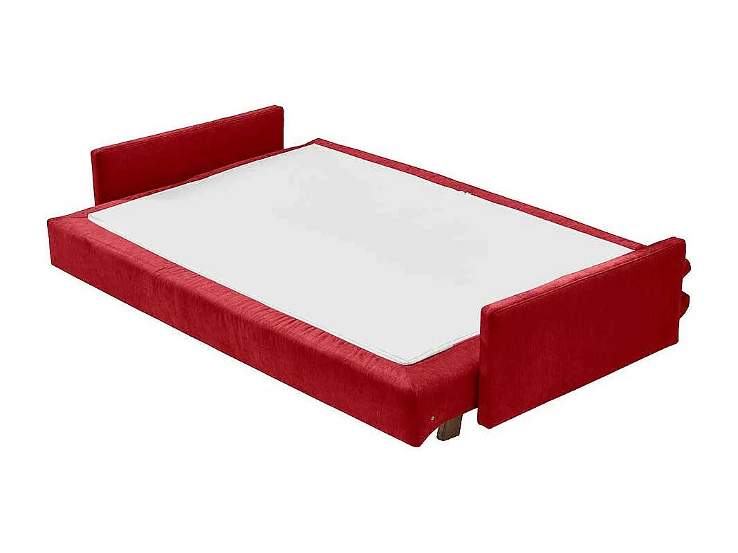 Ausklappbares Sofa rot mit Armlehnen Made in Germany