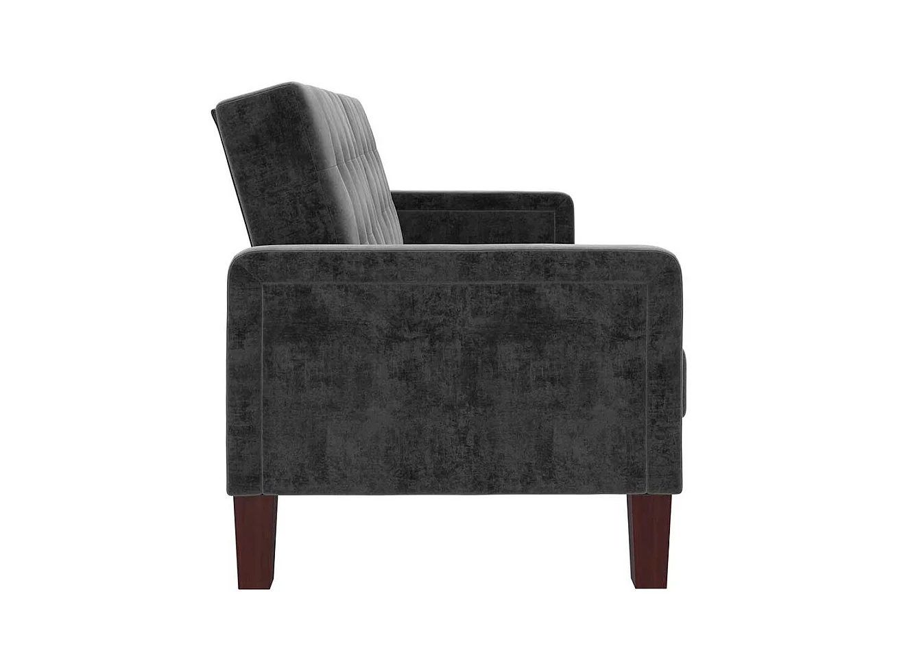 Retro Stil Klappcouch in Grau Samt Fußgestell aus Holz