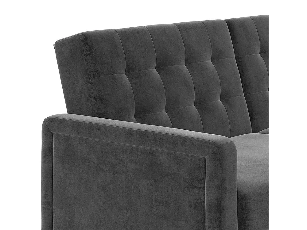 Retro Stil Klappcouch in Grau Samt Fußgestell aus Holz