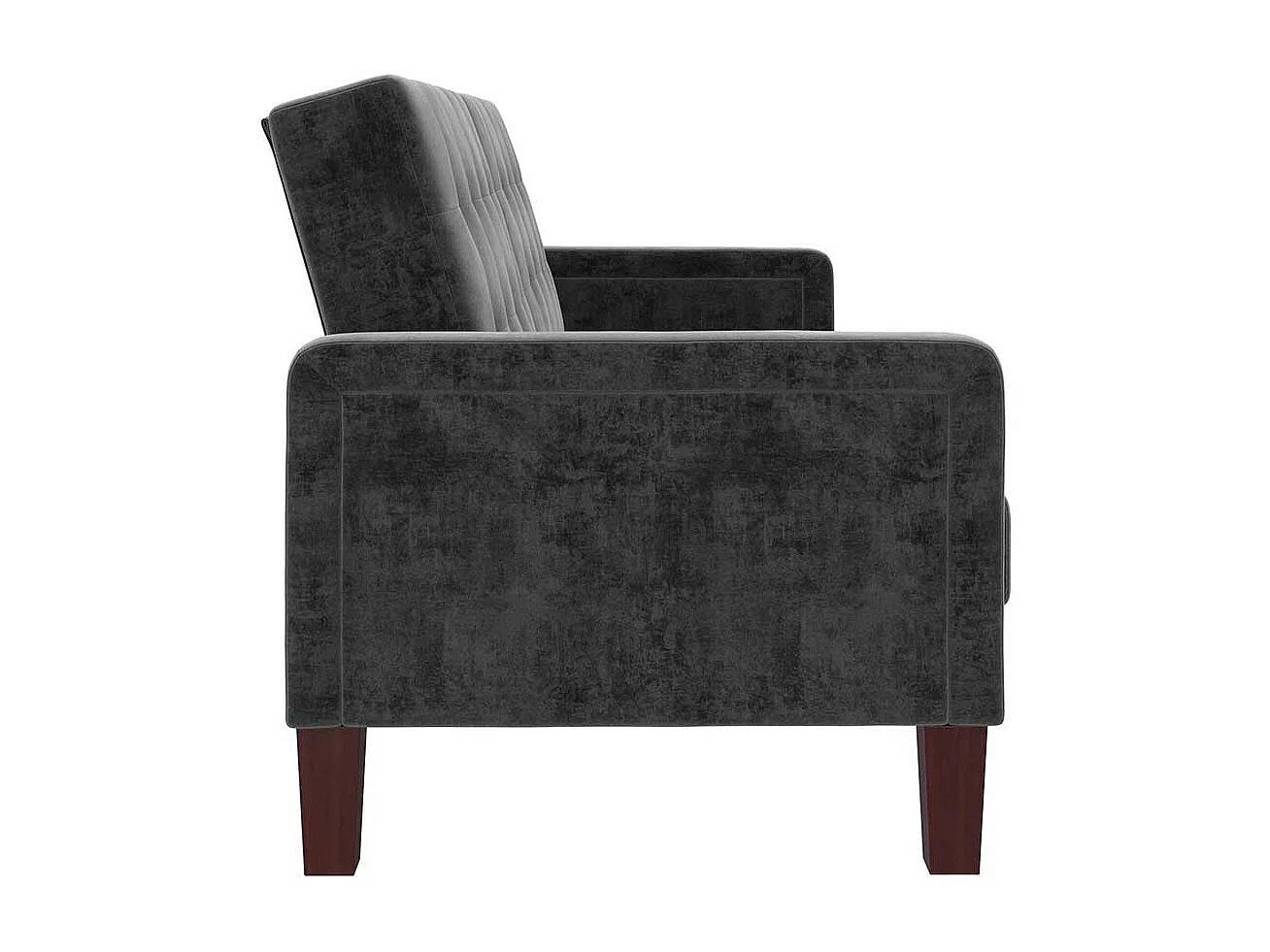 Retro Stil Klappcouch in Grau Samt Fußgestell aus Holz