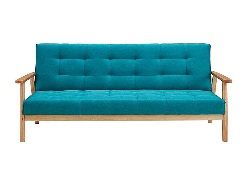 Retro Sofa in Petrol Webstoff Rücken-Klappmechanik