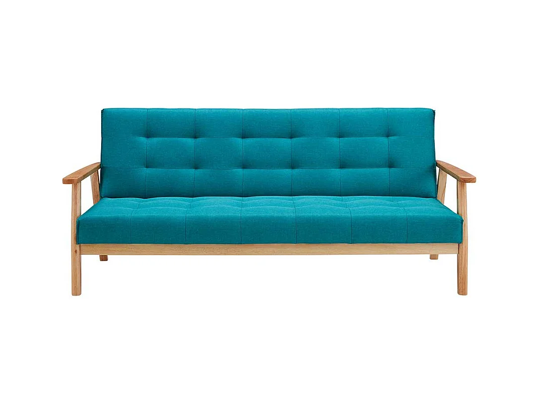 Retro Sofa in Petrol Webstoff Rücken-Klappmechanik