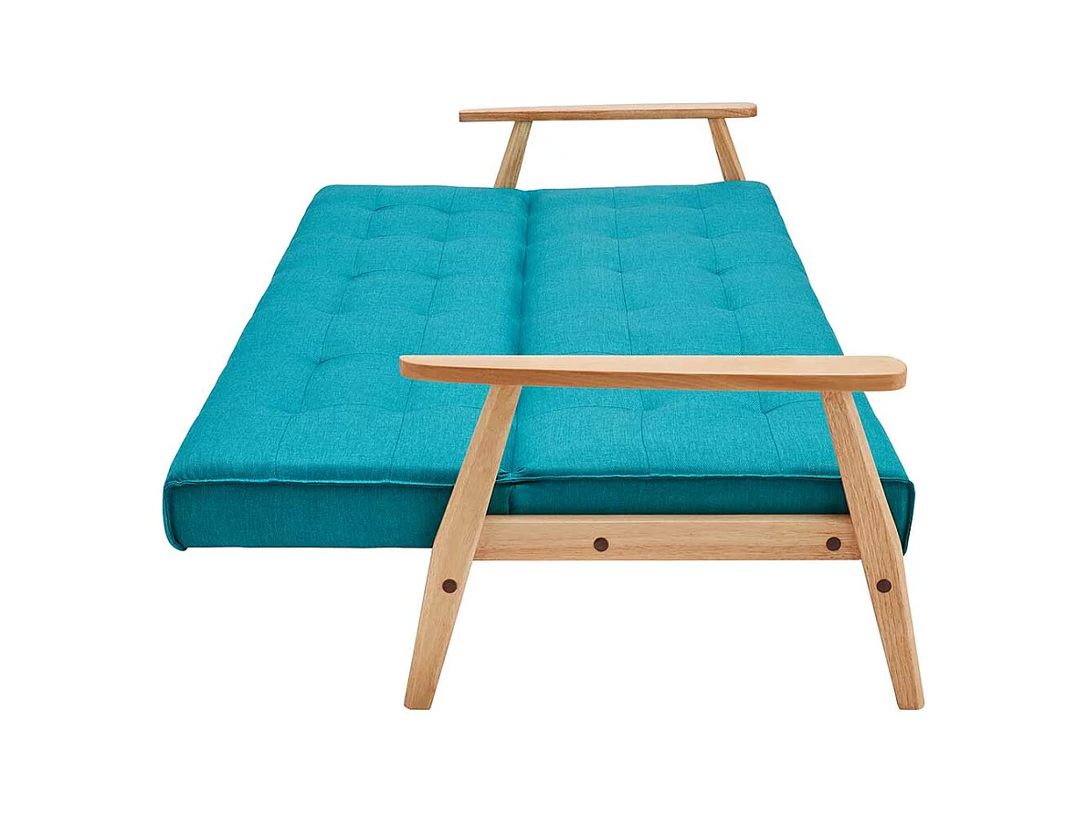 Retro Sofa in Petrol Webstoff Rücken-Klappmechanik