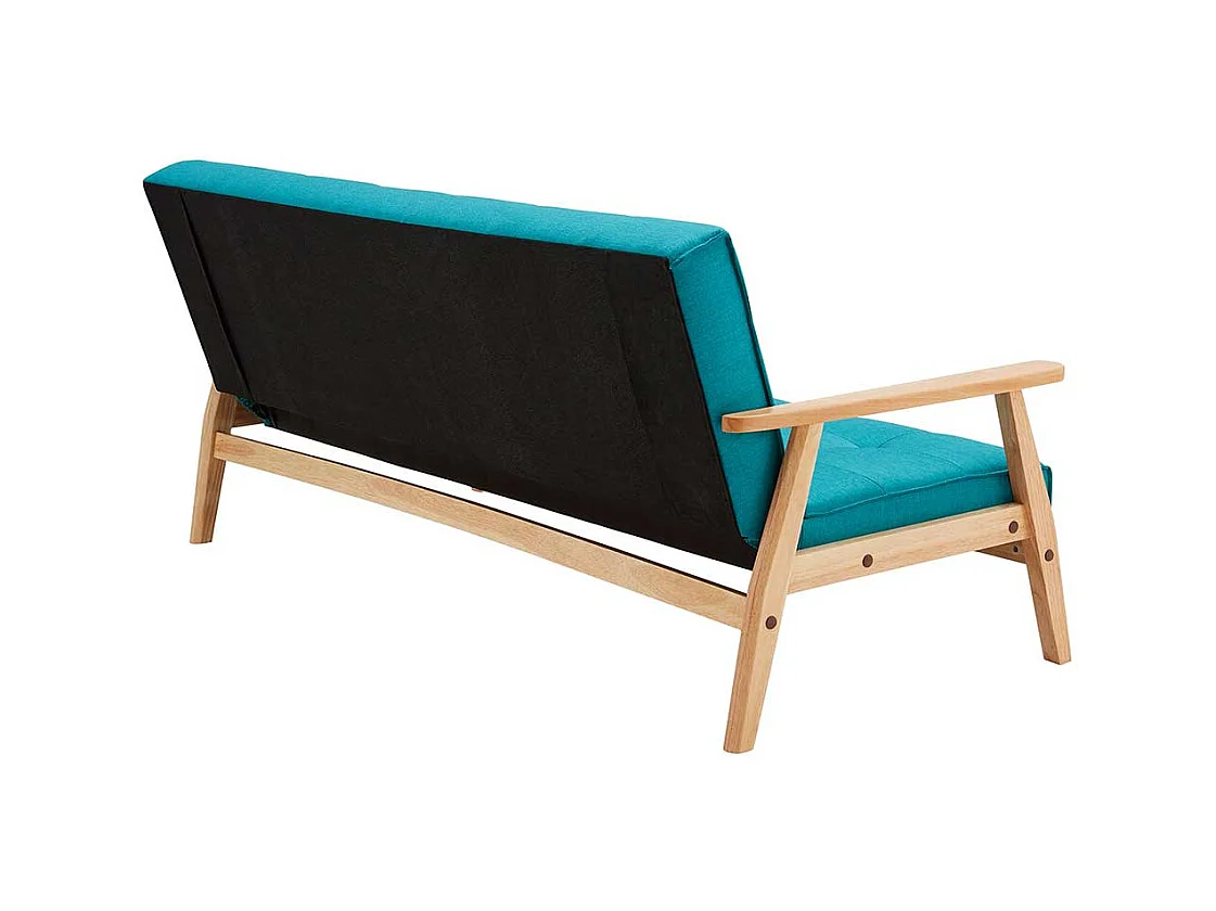 Retro Sofa in Petrol Webstoff Rücken-Klappmechanik